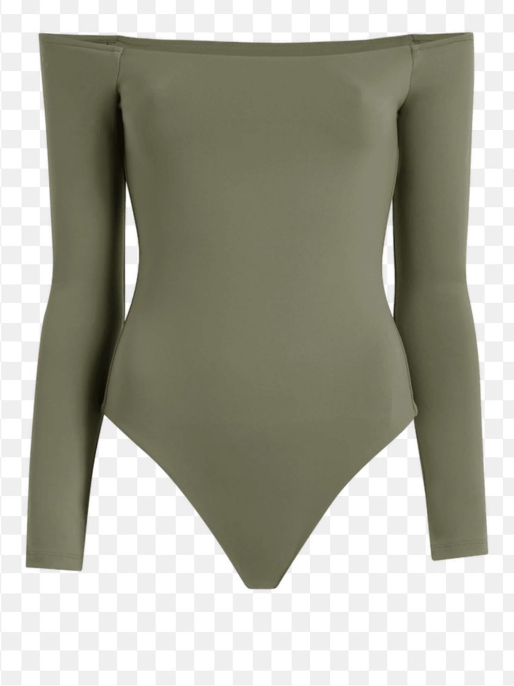 Nuuds Off The Shoulder Bodysuit in Olive Green Medium
